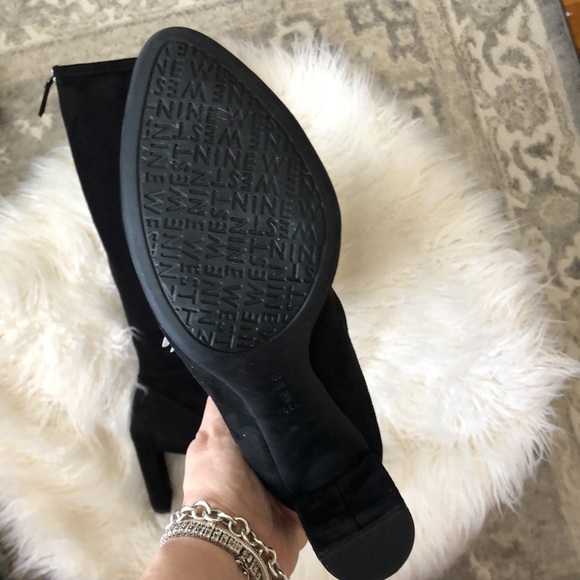 NINE WEST Black Super soft Faux Suede Heeled Boots - Picture 7 of 10